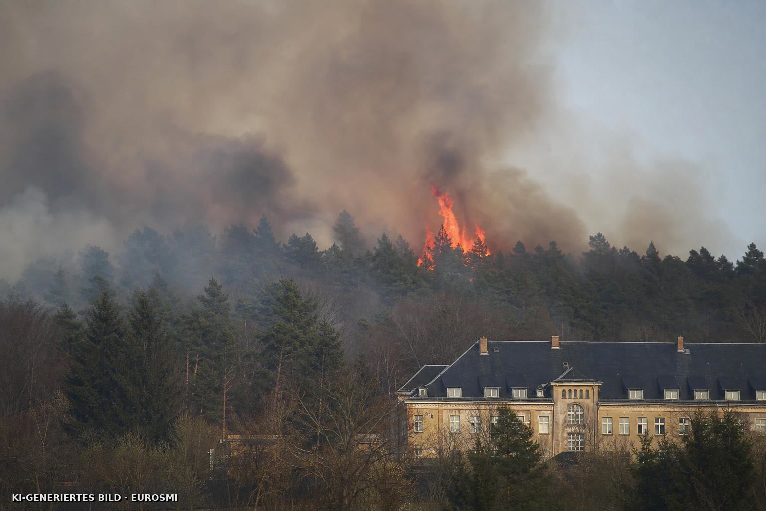 Feuer nahe alter Lungenklinik in Ballenstedt - MDR.de — Waldbrand im Harz