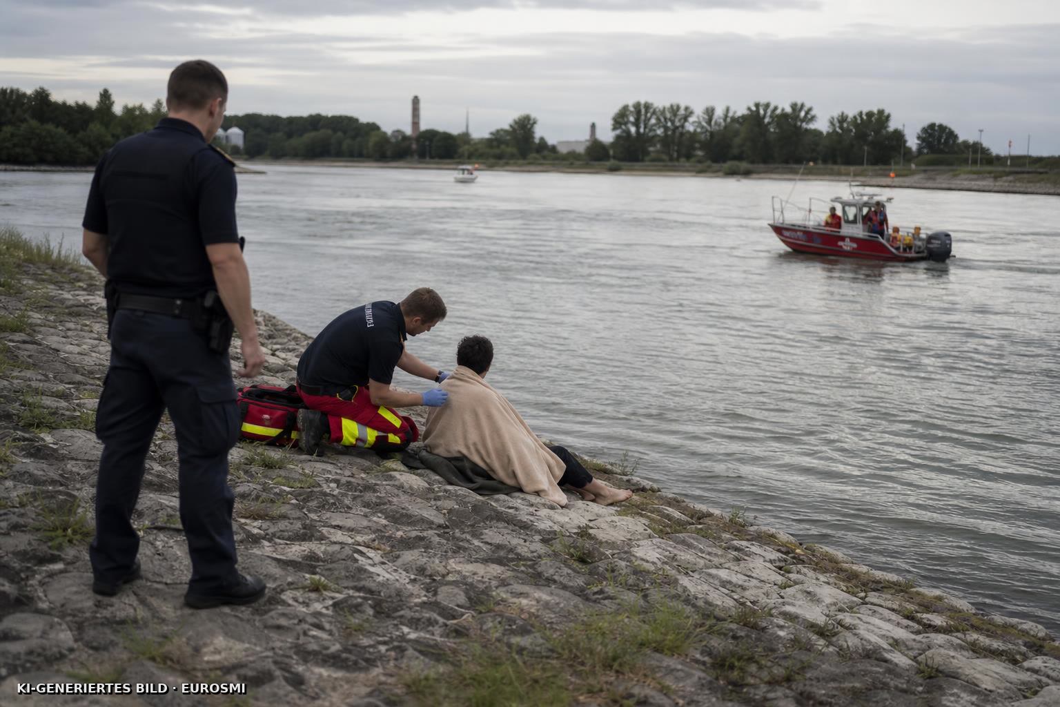 Schwimmer aus starker Strömung gerettet - SWR — Rhein bei Germersheim