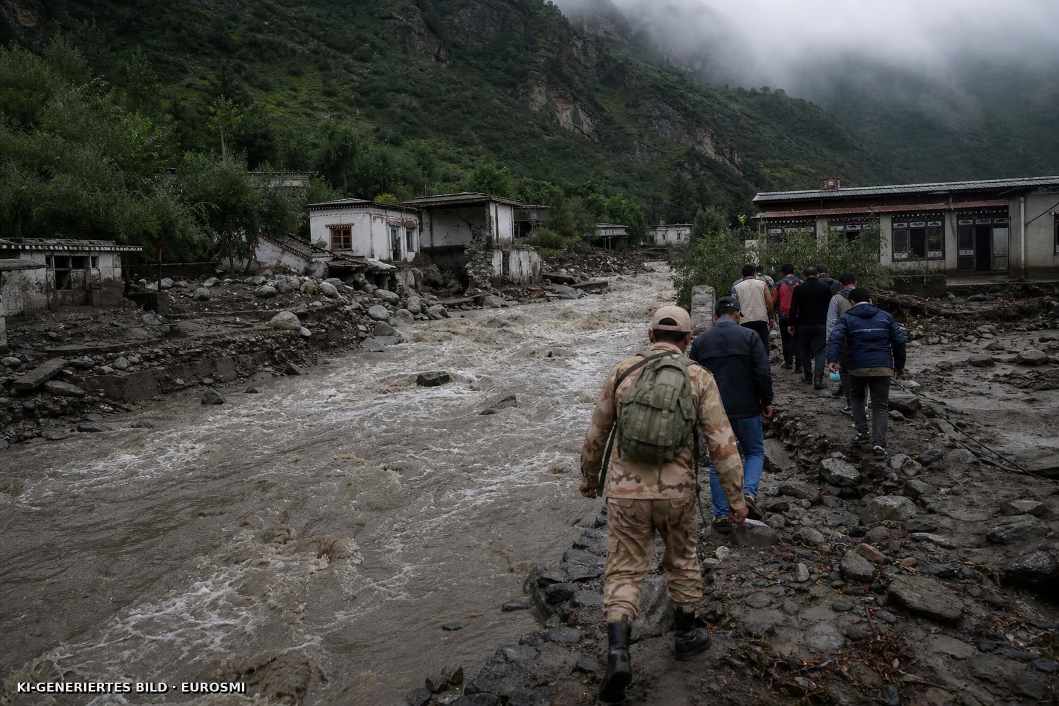 Es sind dramatische Bilder aus Nepal und Tibet: Eine schwere Sturzflut hat ganze Dörfer weggerissen, es werden zahlreiche…