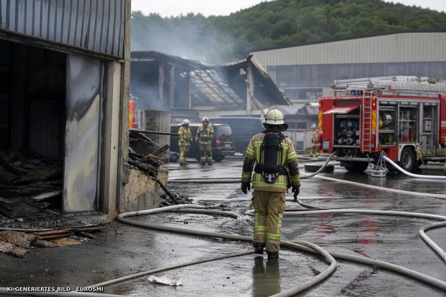 Lagerhallen-Besitzer bei Brand schwer verletzt - hessenschau.de — Feuerwehreinsatz in Michelstadt